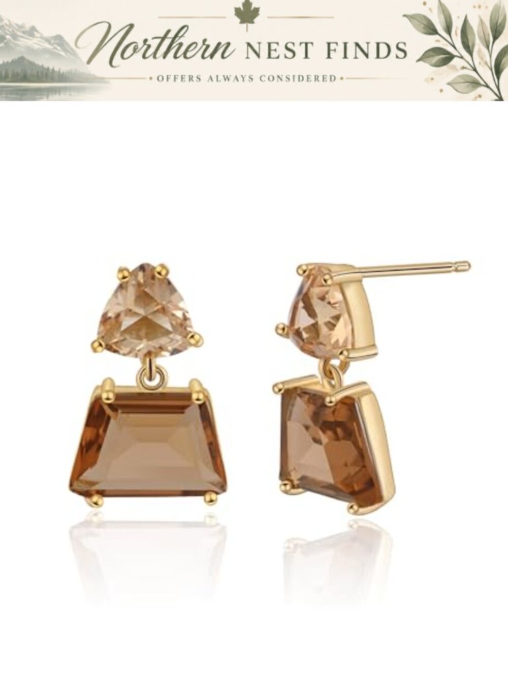 Hypoallergenic Crystal Dangle Earrings for Women Amber Drops Sensitive Ears